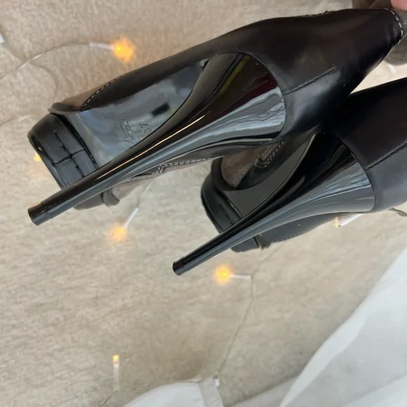 Italian Designer Suede Brown Green Khaki Knee High Fur Boots Platform High Heels - Picture 8 of 14